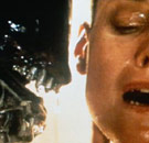 "What?? I just brushed my teeth...." Sigourney Weaver and Alien in Alien quadrilogy