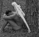 To clip or not to clip? #circumcisionforangels Naked man dressed as an angel in the woods with wings