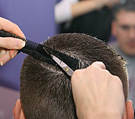 Back of a guy's head getting a haircut