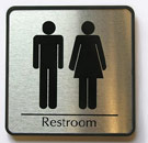 It's all in the hips. Unisex public restroom sign
