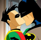 Batman and Robin kissing