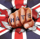 Hate fist punching through a British flag