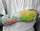 Cast with neon writing