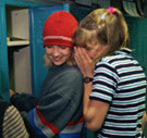 You had your chance... IN HIGH SCHOOL, MORON. Two high school girls whispering at a locker