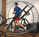 Man running in a hamster wheel