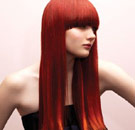 The long and short of it. Modern woman with long red hair