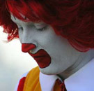 Sad Ronald McDonald in costume
