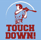 Or, you know, something really super good happened! Touchdown! But the player is swinging a baseball bat.