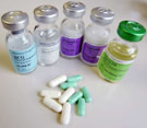 So it's not exactly orange juice. Steroid bottles and pills