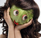 Woman with lettuce for a face