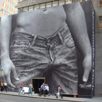 Abercrombie and Fitch ad with guy's crotch huge