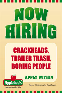 Applebee's now hiring sign