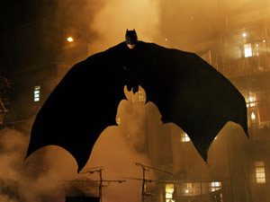 Batman flying in Batman Begins movie