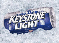 Keystone Light beer can on ice
