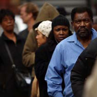Black people lined up trying to vote