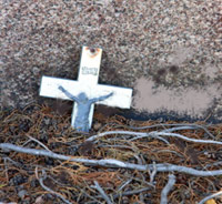 Broken crucifix on the ground