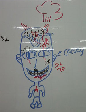 Casey Freeman organs drawing on a whiteboard