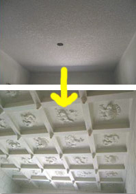 Stucco ceiling turns into shapes