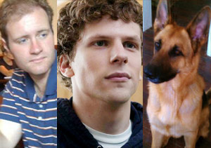 Charlie and Luther with Jesse Eisenberg from The Social Network