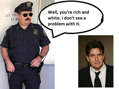 Charlie Sheen getting off easy by a police officer