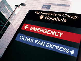 University of Chicago Emergency Room sign outside hospital