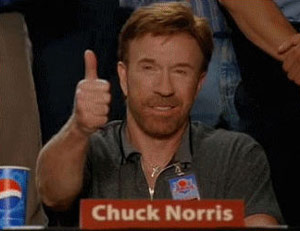 Chuck Norris approved thumbs up on a panel