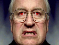 Dick Cheney angry face with red eyes