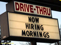 Drive-thru now hiring mornings