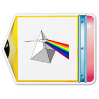 Pencil shaped dry erase board with a prism on it
