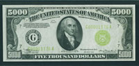 5000 dollar bill for use by Federal Reserve only