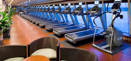 Fitness club fancy gym with treadmills