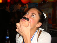 Girl with a mustache on 