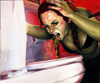 Girl puking in a toilet