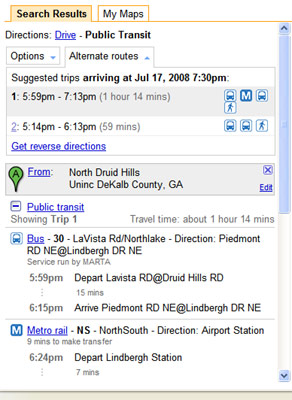 Google Transit Map