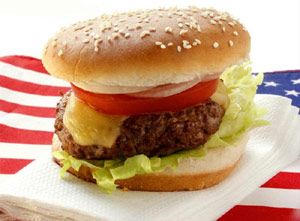 Hamburger on a USA flag