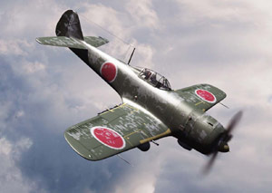 Kamikaze Japanese plane flying
