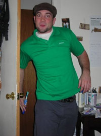 KC dressed in green like an Irishman