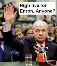 Kenneth Lay testifying in court about Enron