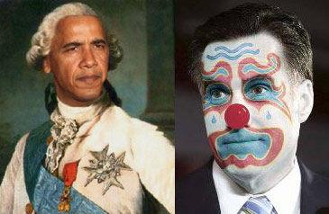King Barack Obama and Clown Mitt Romney