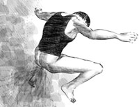 Drawing of naked man farting