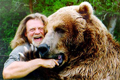 Man with a grizzly bear