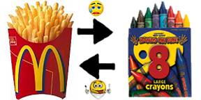 McDonald's fries and crayons