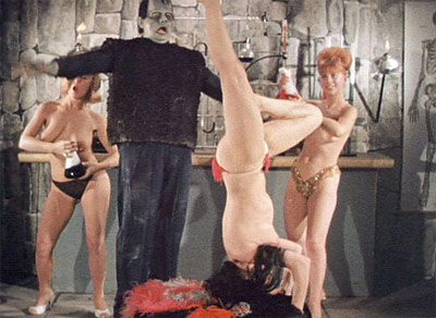 Frankenstein with 3 nude dancing girls