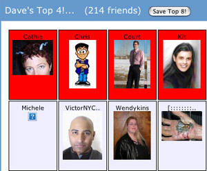 MySpace Top 8 Friends list