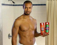 The Old Spice Guy in the shower