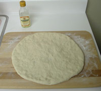 Pizza dough on a table