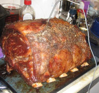 Prime rib roast out of the oven