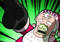 Angry cartoon Santa yelling