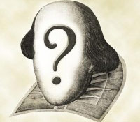 Shakespeare's face with a question mark on it