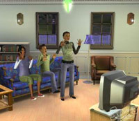 Sims 3 characteres watching TV
